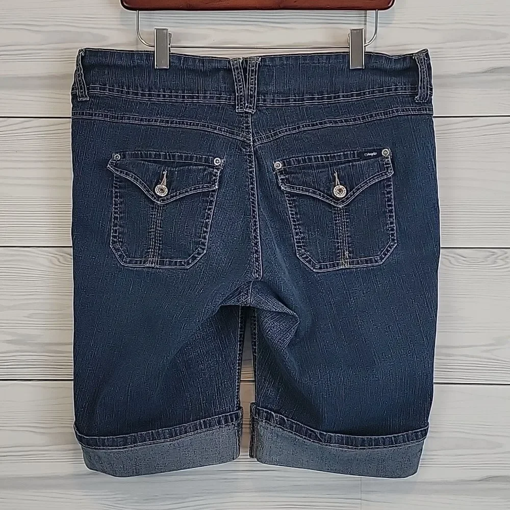 Angels Bermuda blue denim stretch jean shorts Women's Size 16 - Picture 4 of 13